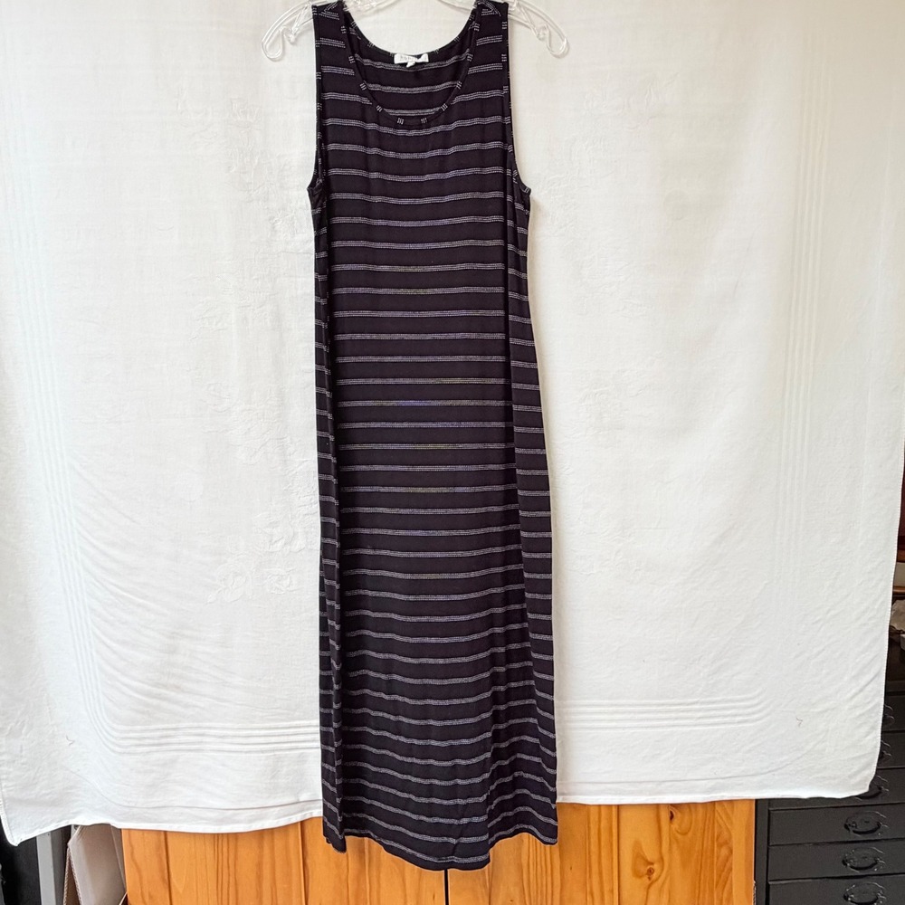 Habitat Maxi Dress Womens Small Black Striped Sleeveless Stretch Jersey 56585
